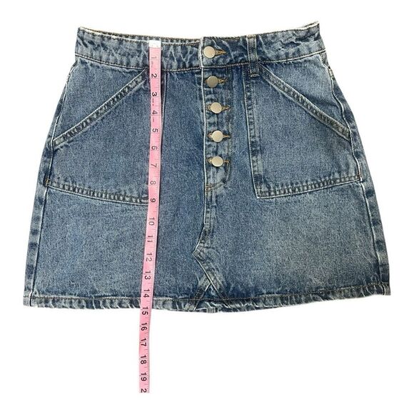 Cotton On Denim Button-Up A-Line Mini Skirt Size 6 Classic Casual Jean - Picture 2 of 8
